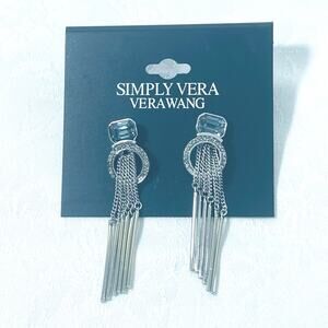 Vera Wang Chrystal Rhinestone & Marquisette Earrings Silver Tone